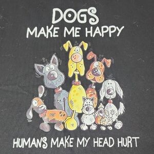 Dogs Make Me Happy Black T-Shirt Size Large